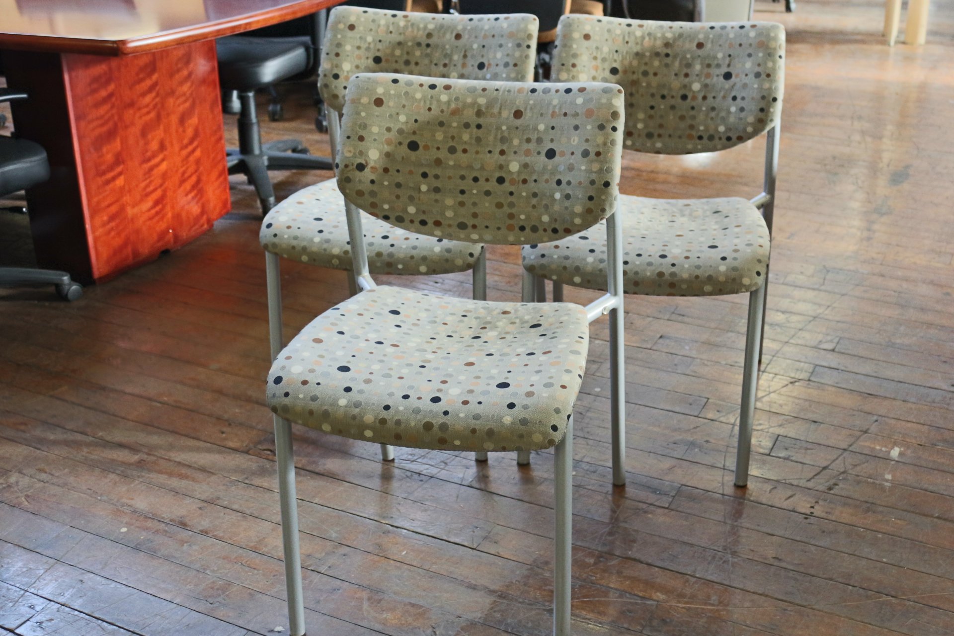 Keilhauer Gray and Brown Dot Side Chairs (Used)