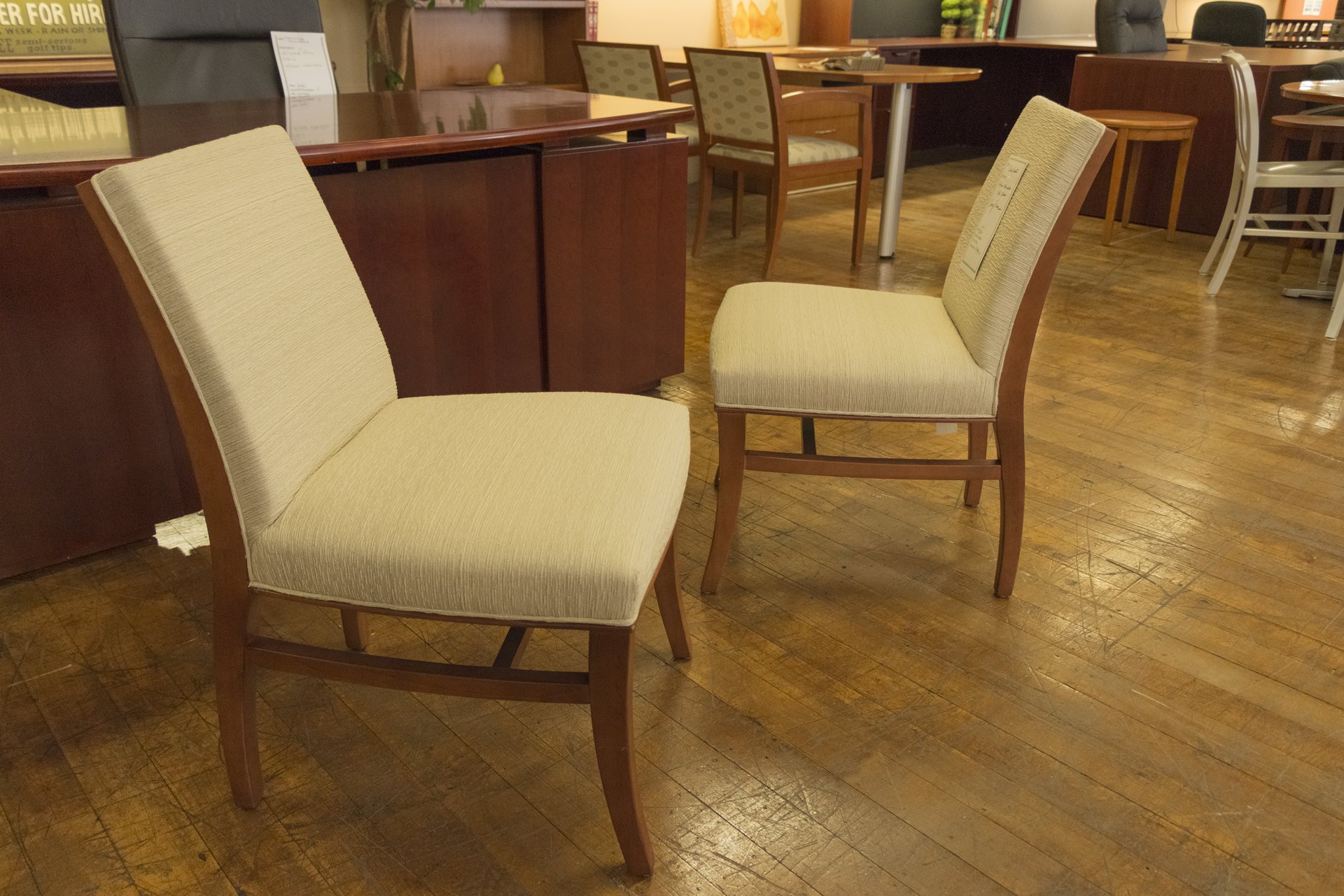 Bernhardt Haitian Cotton Side Chairs with Cherry Frame