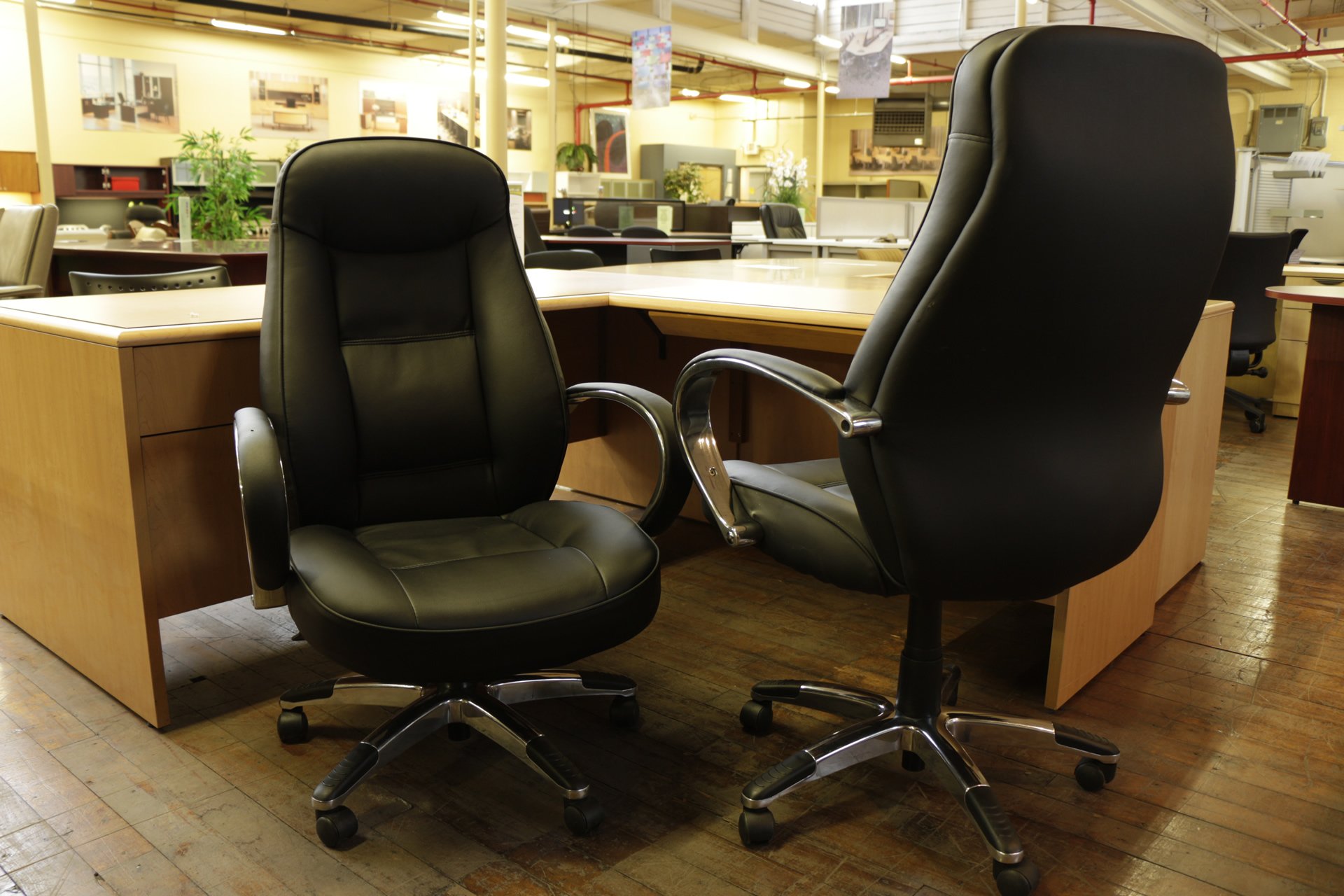 Used Black Faux Leather High Back Executive / Conference Chairs