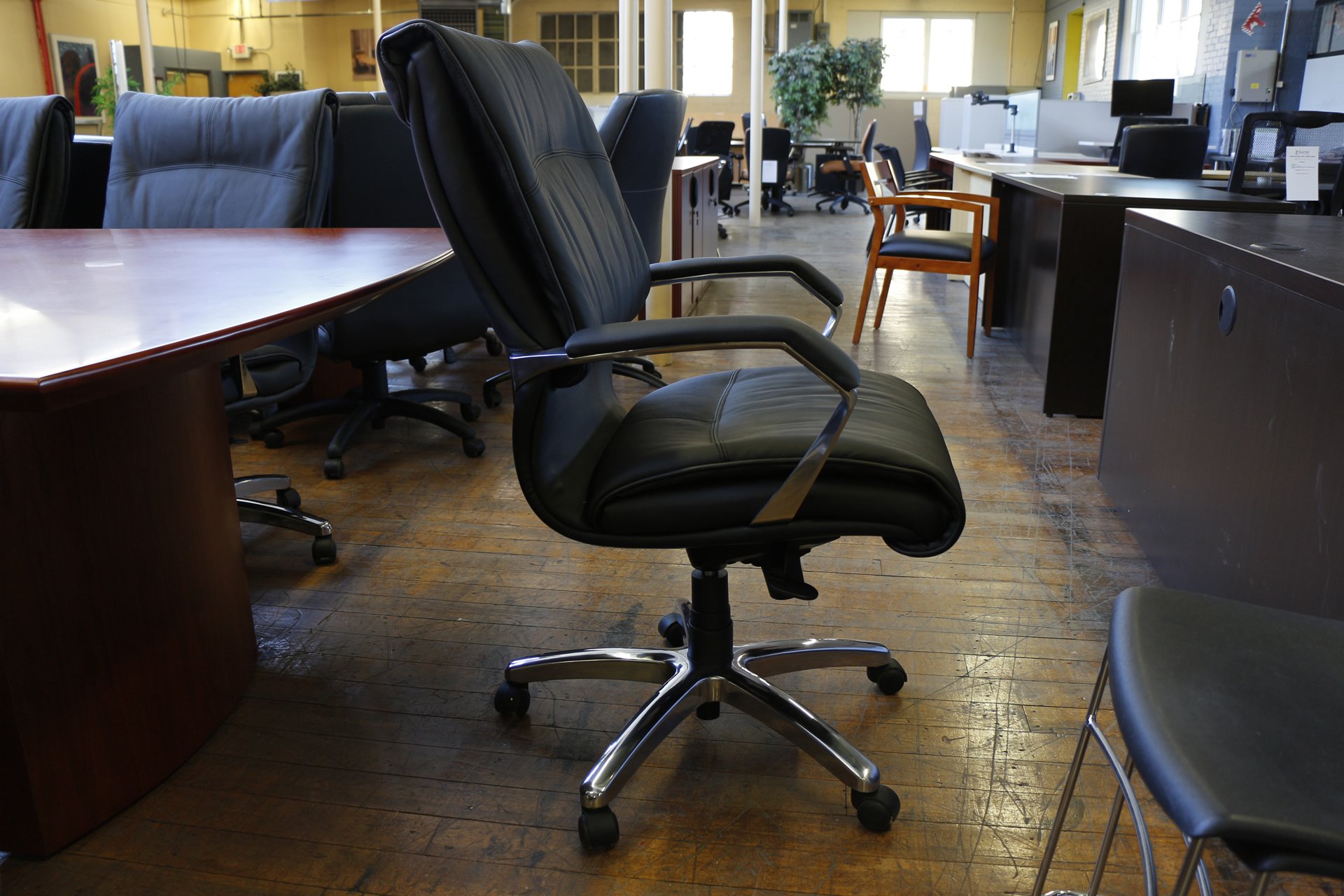 Black Leather & Chrome High-Back Executive Chairs