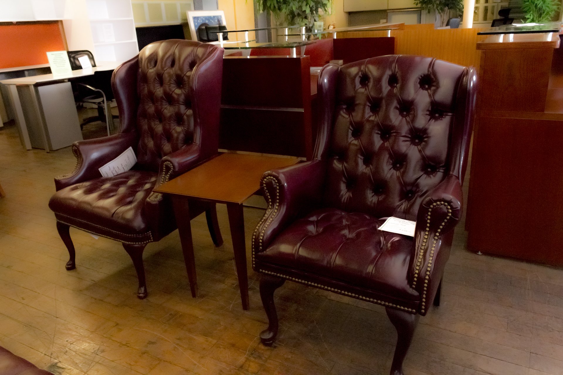 Burgundy Tufted Wingback Chairs • Peartree Office Furniture