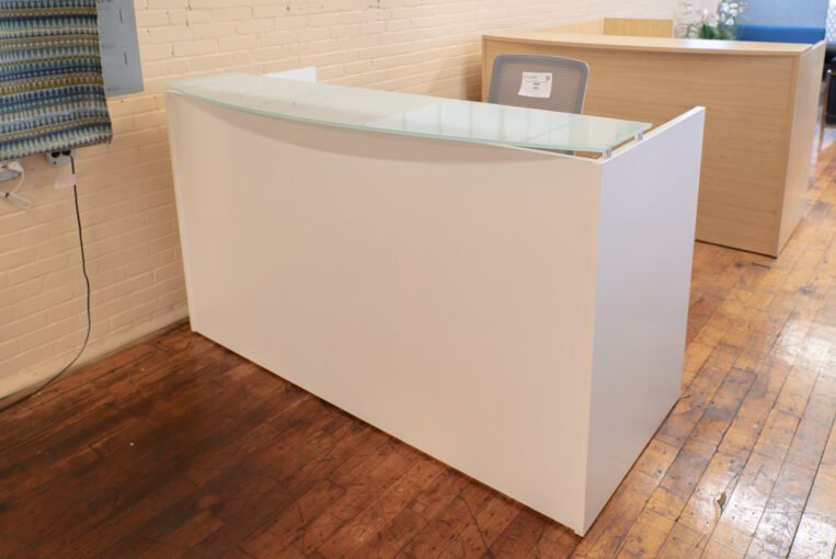 Peartree White Glass Top Reception Desks