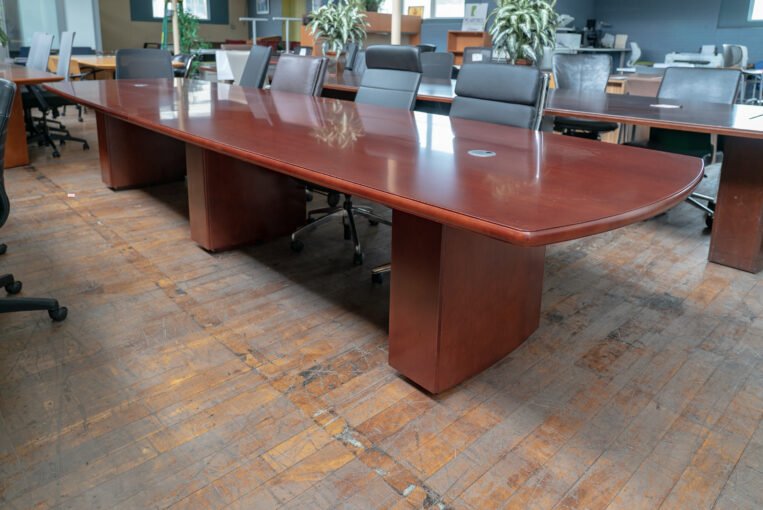 Peartree 14' Cherry Veneer Boat-shaped Conference Tables